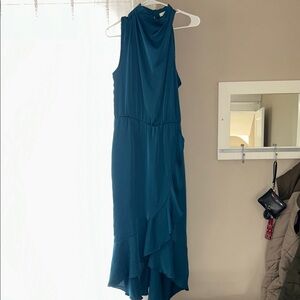 Satin Blue Sleeveless Dress